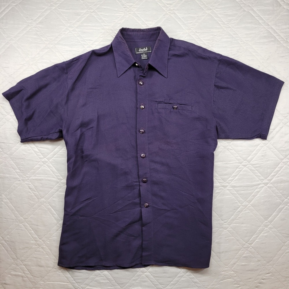 Trust Couture Collection Vintage blue short sleeve dress shirt‎ size XL